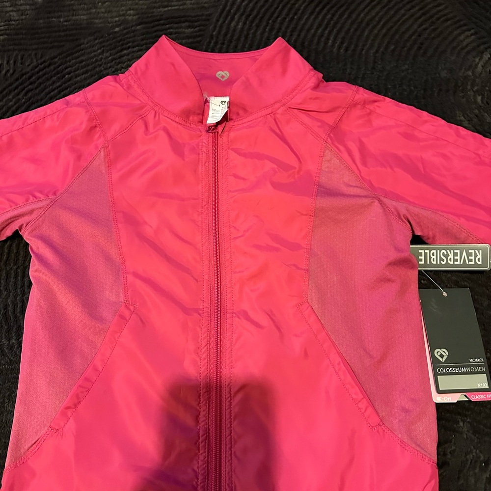 Colosseum Women's Pink Reversible Hoodie. Windbreaker